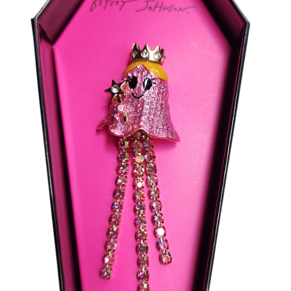 Betsey Johnson Pink Fairy Ghost Rhinestone Brooch